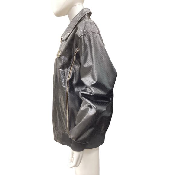 Dapper Dan VTG Authentic 90s Perforated Leather Jacket SZ L - Picture 5 of 6